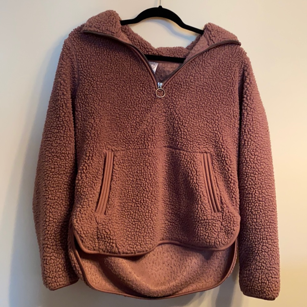 Medium maroon sweater with quarter zip